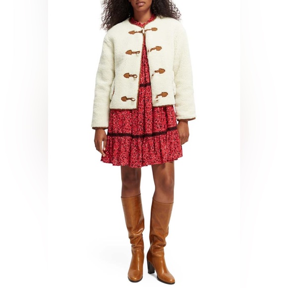 Scotch & Soda Short Teddy Jacket in Off White (M) - Picture 2 of 15